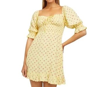 Faithfull the Brand Sage Mini Dress Santa Maria Smocked Floral Women's Size 6 M